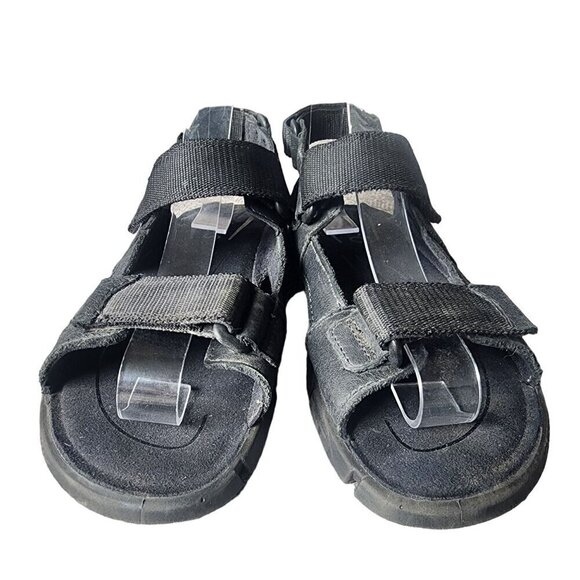 ECCO Sandals Genuine Leather Adjustable Comfortable Black Big Kids 3.5 US - Picture 2 of 11
